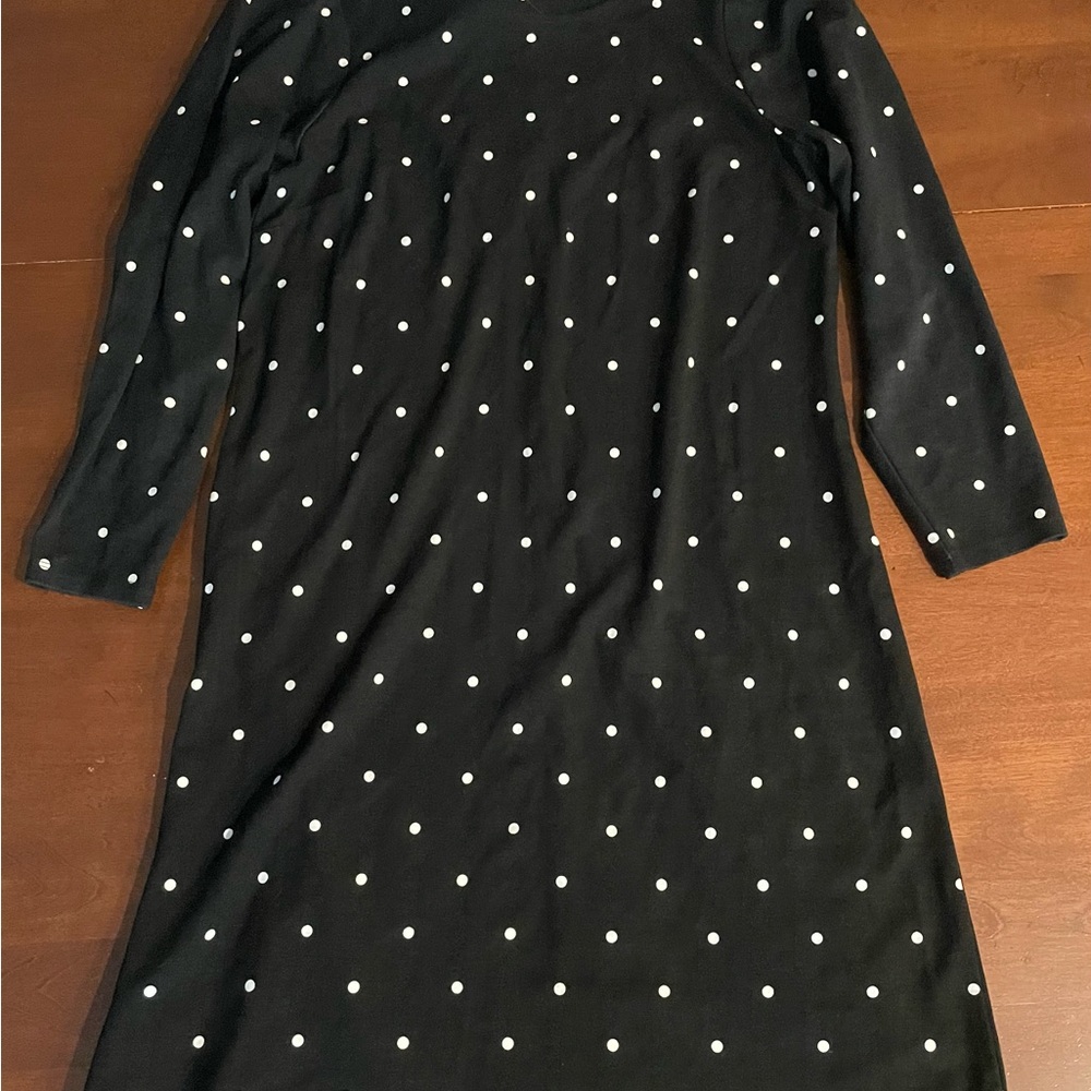 NWT Ann Taylor Long-Sleeve Black and White Polka Dot Dress